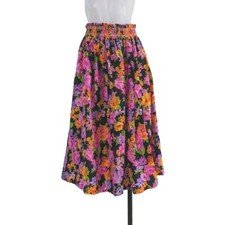 Vintage 60s 70s Floral Neon WOMENS Midi Hippie Skirt Sz S/M Boho Full Peasant C2