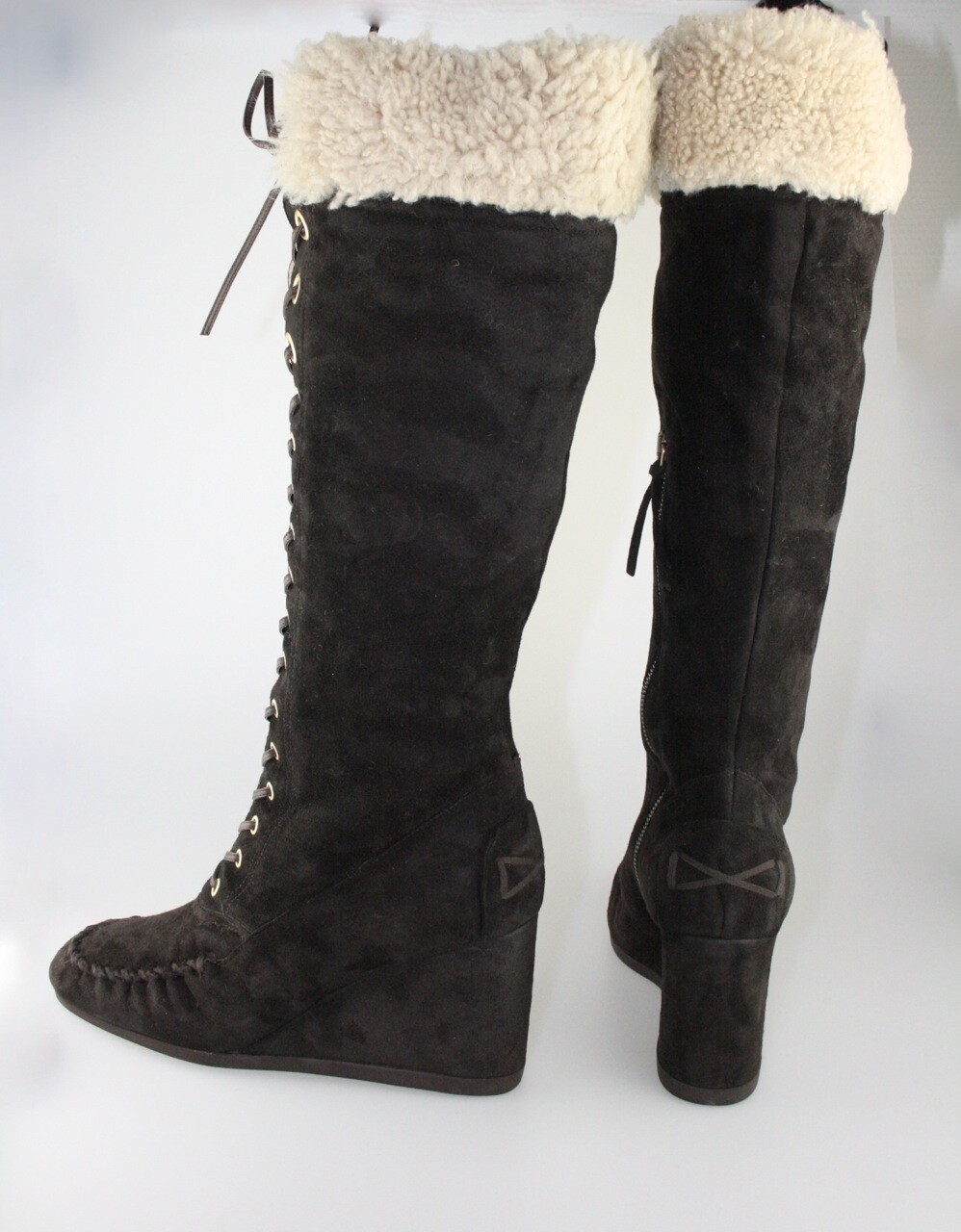 MIU MIU Brown Suede Shearling Fur Boots 5W4450 UK 8 EUR 41 image 4