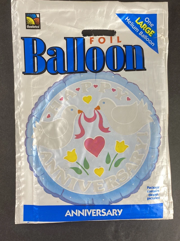 New! Vtg Happy Anniversary Love Birds 18” Foil Balloon - Image 2 of 3