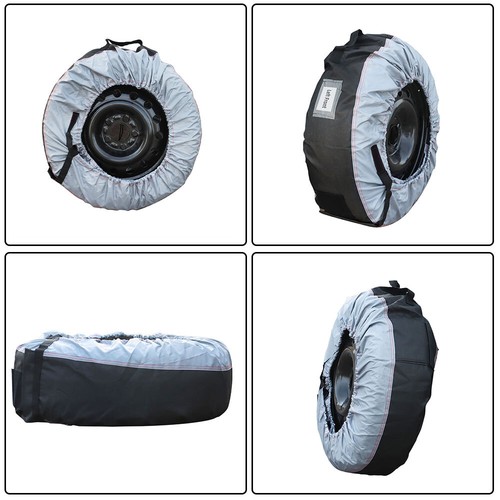 Tyre Cases+Tyre Bags For Gray 420D And Black 600D Car Cover 4Pcs New W/ Handheld - Imagen 5 de 12