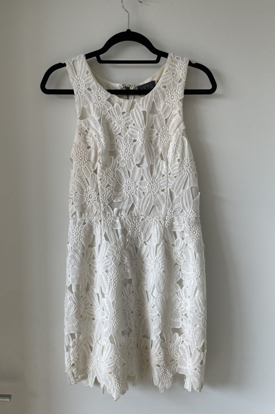 ASTR X NORDSTROM White Floral Embroidered Mini Dress, Bridal - Main Image