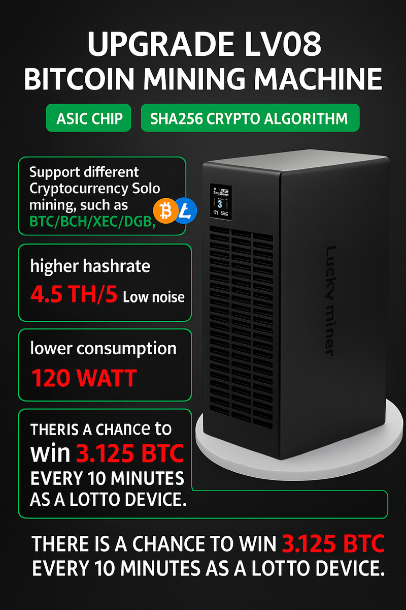 Lucky Miner LV08 4.5Th/S Bitcoin BTC Miner WIFI SHA-256 Solo Mining Lotto  Device | eBay