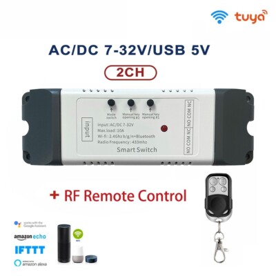 2CH TUYA Wireless WiFi RF Smart Switch Module+433mhz Remote Control fr Echo Plus