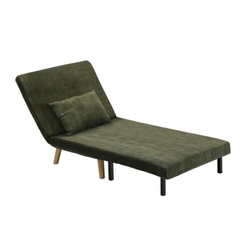 Sofa Bed Lounge Chair Polyester Recliner Wood Leg Single Seat Green - Picture 5 of 9