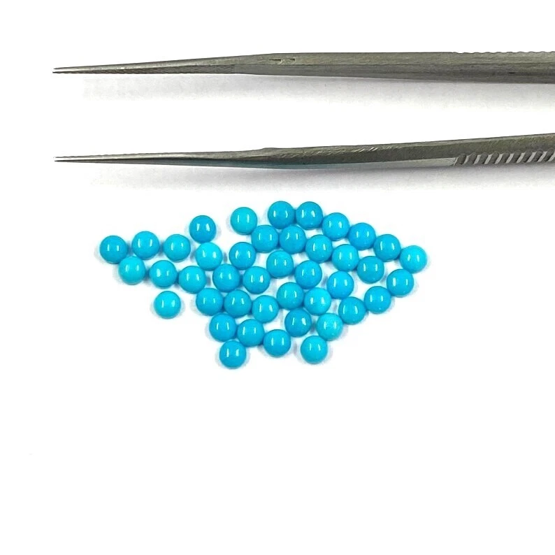 100 Pcs AAA Natural Arizona Turquoise 1.5mm Round Cabochon Cut Loose Gemstone - Image 3 of 4