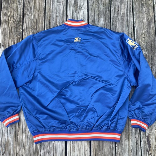 Vintage Rare NBA New York Knicks Gold Logo Blue Starter Satin Bomber Jacket 2XL - Picture 2 of 13