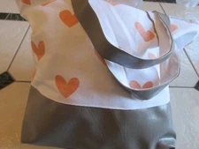 100% Cotton Canvas All Natural Reusable Shopper Tote Bag Heart Print NWT
