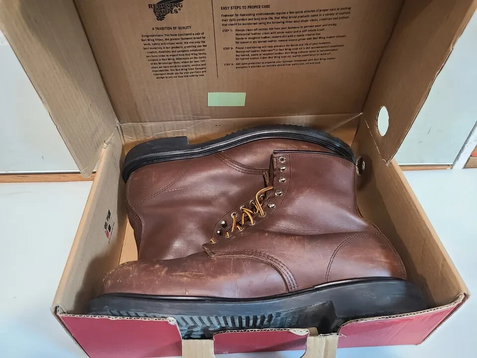 RED WING 2233 SUPERSOLE Steel Toe Brown Leather Work Boots Mens SZ
