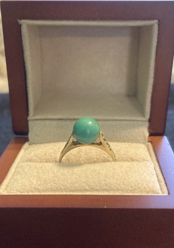 14k Estate Turquoise Ball Ring 