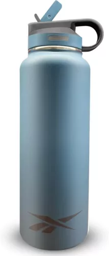 Reebok Stainless Steel Water Bottle With Straw & Athletic Design 32 Oz, Blue 