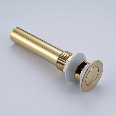Polished Gold Brass Bathroom Vessel Sink Pop Up Drain Stopper With Overflow