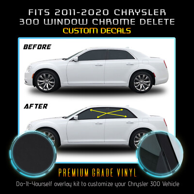 Fit 11-20 Chrysler 300 Window Trim Wrap Chrome Delete Blackout Kit - Matte Black