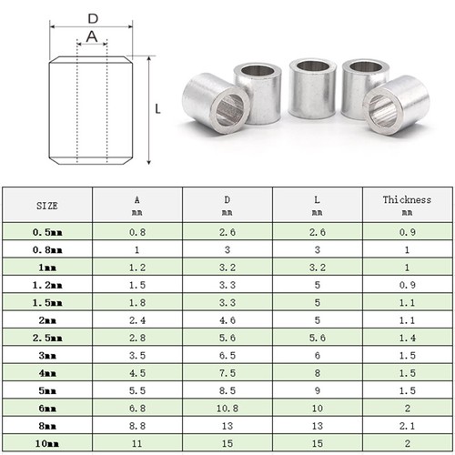 Virola de manguitos de bucle de crimpado de cable de aluminio de 1-22 mm para accesorios de clip de cable - Imagen 10 de 12