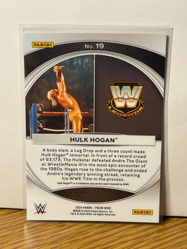 2024 Panini Prizm WWE WrestleMania Moments 19 Hulk Hogan – Legend - Foto 2 di 2
