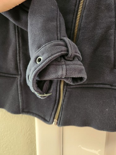Puma Jacket Womens Sz S Black Asymmetrical Full Zip Moto Long Sleeve Belt Wrist - Picture 2 of 7