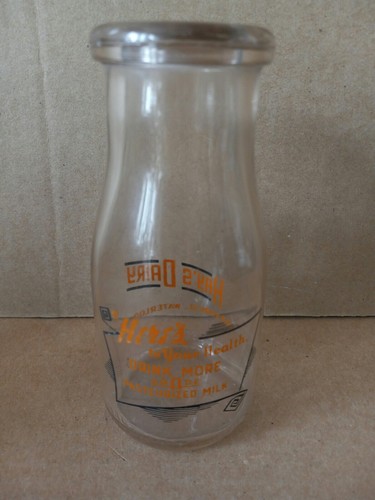 Vintage orange bemalte Hay's Dairy halbes Pint Milchflasche Waterloo, NY - Bild 2 von 9