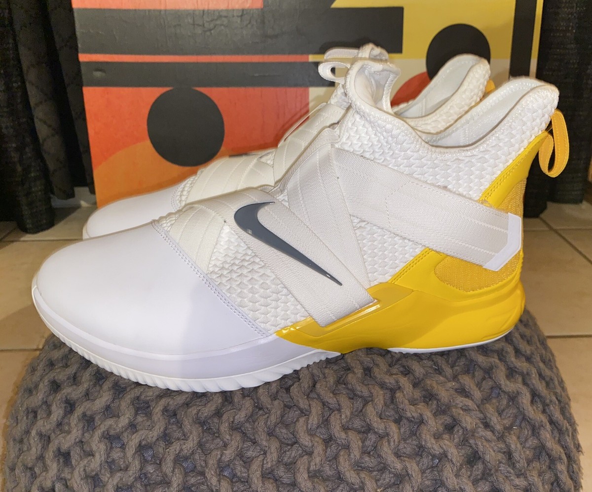 Size 17.5 - Nike LeBron Soldier 12 TB White Varsity Maize 