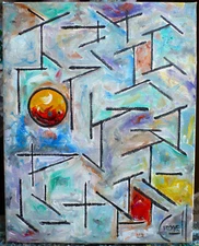 IN THE NEWS  8x10 canvas original art Abstract NEW oil painting  signed Crowell