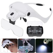 Magnifying Glass Lens LED Light Lamp Visor Head Loupe Jeweler Headband Magnifier