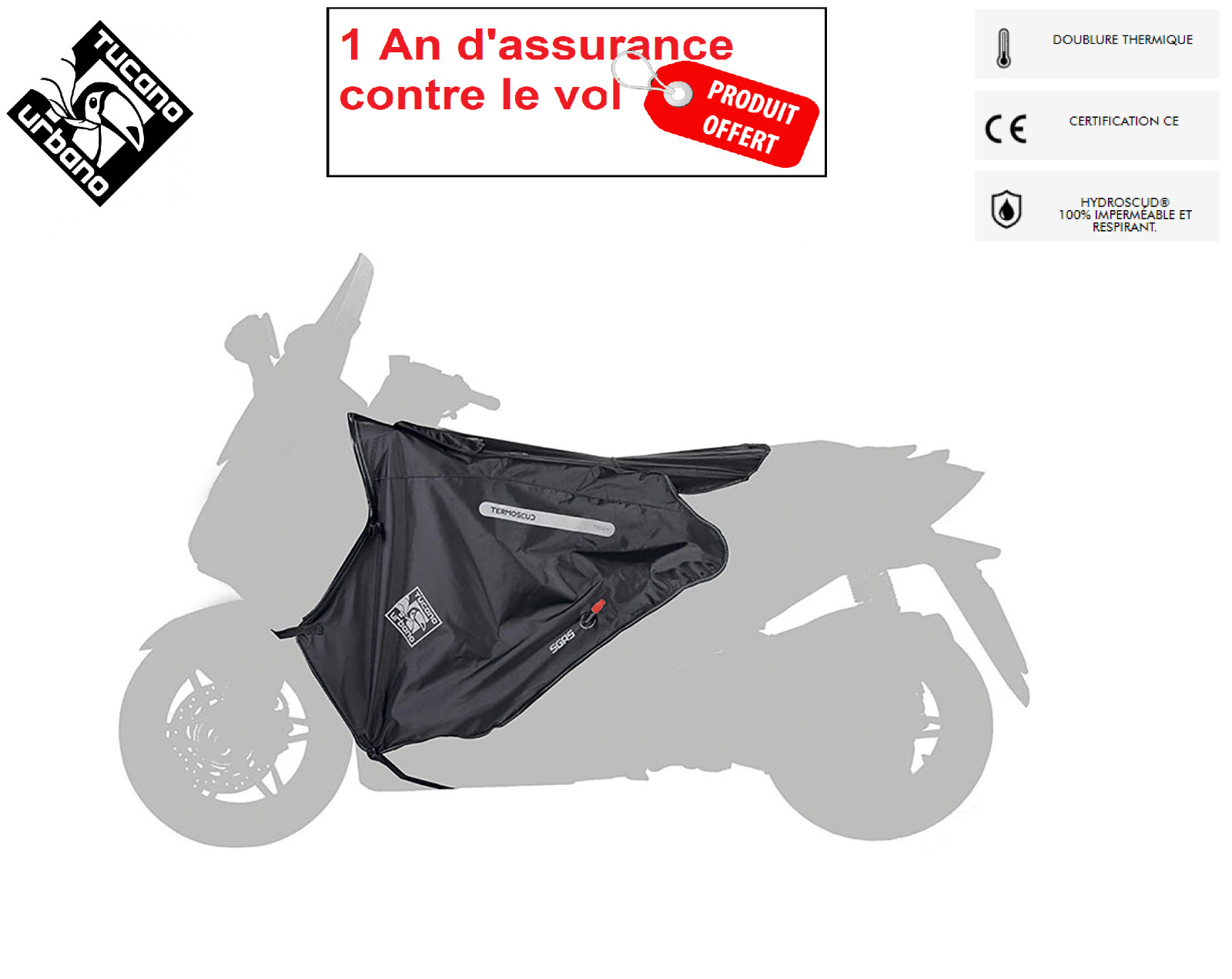Tablier Tucano Termoscud R152C noir pour scooter MBK 125 Cityliner
