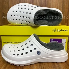 JOYBEES Women's Men's Unisex Cozy Clog Faux Fur Lined (Removable) Slip-on~ White