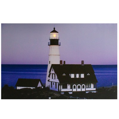 Northlight LED Dusk Lighthouse Seaside Scene Canvas Wall Art 15.75'' x 23.75''