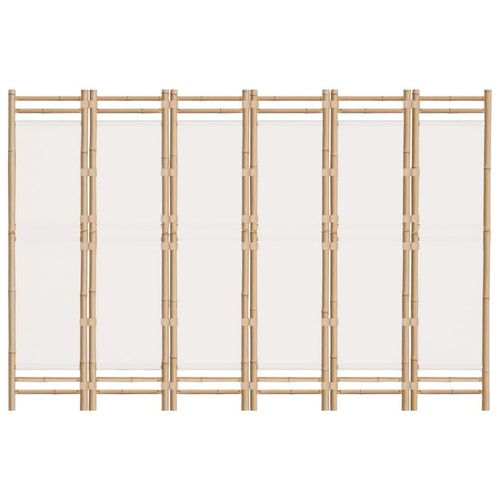 vidaXL Folding 6-Panel Room Divider 240 cm Bamboo and Canvas - Picture 4 of 9