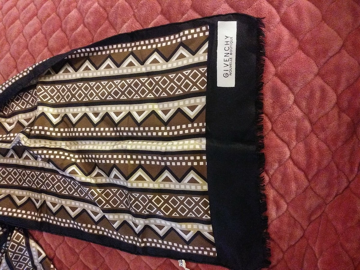 Vintage Givenchy Nouvelle Boutique Silk Rectangle Scarf Brown