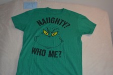 M Green Naughty Who Me The Grinch Tee Made in Haiti