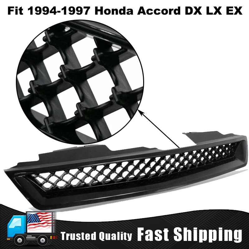 Parrilla del capó delantero apta para Honda Accord DX LX EX T-R tipo malla negra 1994-1997 Foto 3 de 4