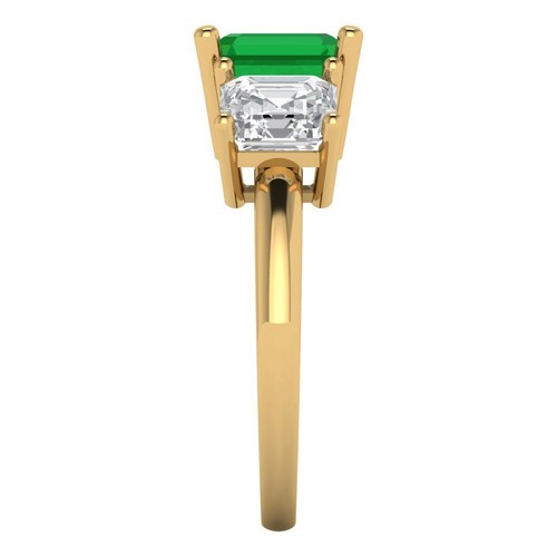4 tcw Square Emerald Cut Engagement Ring 14K Yellow Gold Emerald Promise Ring - Picture 3 of 11