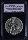 1972 Apollo 11 Man's First Walk on the Moon Sterling Silver Medal/Round 34 grams