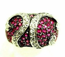 Classy Ladies 97 stone Pave Cubic Zircon Dome Ring CWE Sterling Silver size 9