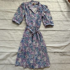 Vintage California Looks Purple Blue Belted Dress Size 8