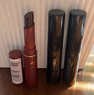Clinique Almost 1  Lipstick Black Honey Travel Size +  2 Clarins XXL Mascara Lot