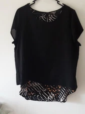 Katies Top Womens Size 12 Cap Sleeve Sheer Lined Overlay Casual Party Versatile