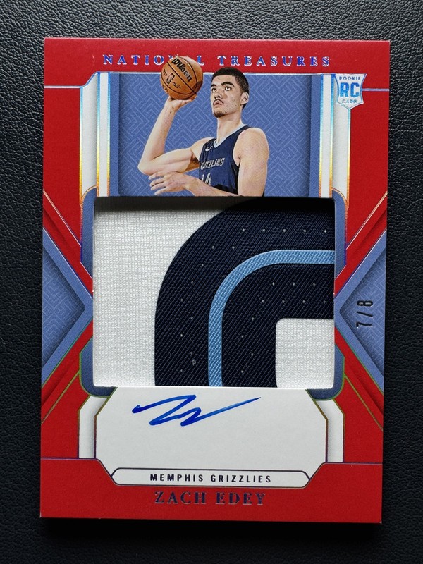 2024-25 National Treasures Zach Edey #118 RC Rookie Intl Red Patch Auto RPA 7/8