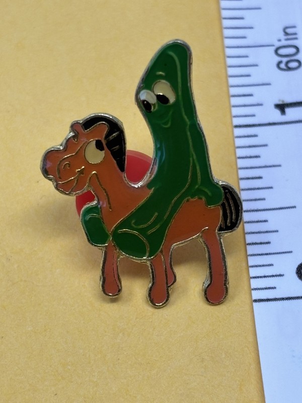 Vintage 1980's Gumby Riding Pokey Collectible Claymation Enamel Lapel Hat Pin