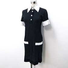 CHANEL P51624 15S stripe With collar Short sleeve Dress Tops Black/White 34