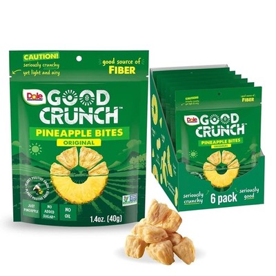 Lot of 5: Dole Good Crunch Pineapple Bites - 0.5oz Bags - All-Natural Fruit Chip