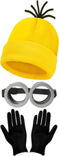 3 PCS Halloween Costume for Adult with Yellow Beanie/Goggles/Gloves