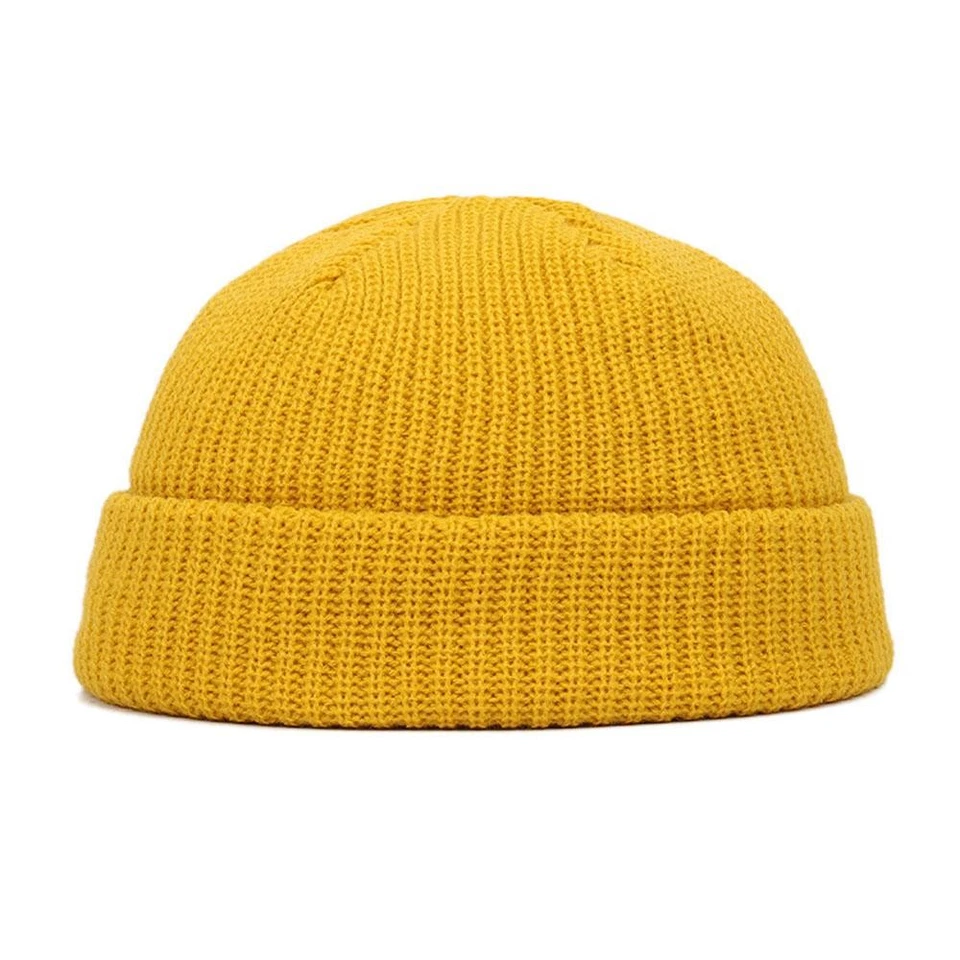 Gorro de malha quente inverno chapéu curto lã caveira boné hip hop pescador unissex lindo - Imagem 4 de 4