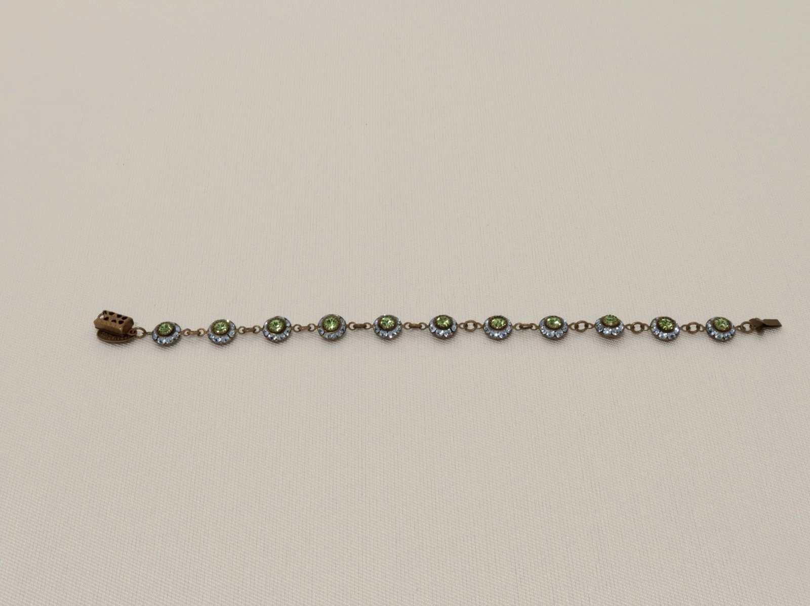 LIZ PALACIO Swarovski Crystal Blue Floral Brass Vintage Bracelet Jewelry Br16
