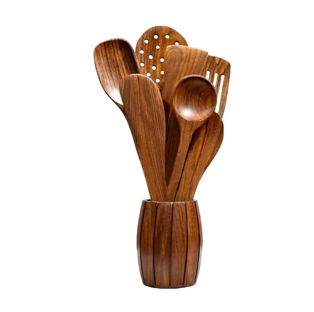Home Kitchen Applances Nonstick Wooden Cooking Spatula Spoon Set 7 Piece