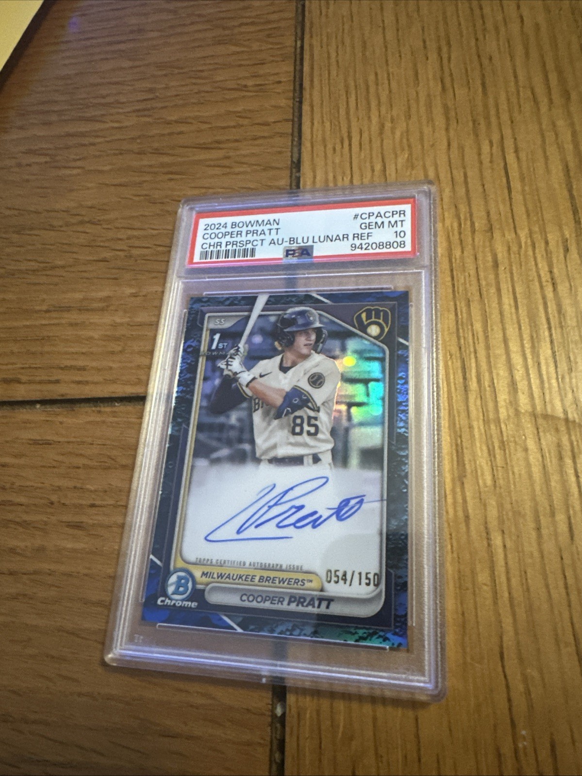 2024 Bowman Chrome Prospect Autographs Cooper Pratt CPA-CPR Blue Lunar /150