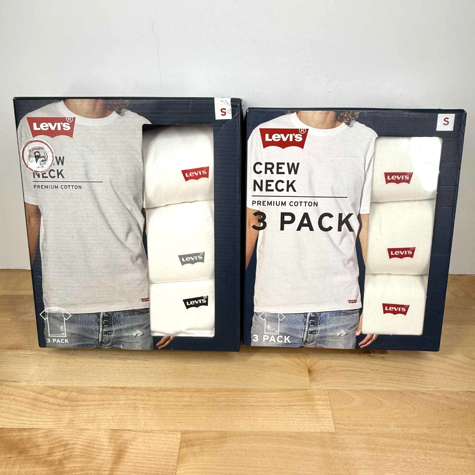 Levis Shirts Mens Small 6-Pack Crew Neck Premium Cotton T-Shirts White Levis NEW