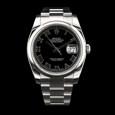 ROLEX DATEJUST STAINLESS STEEL 116200 - 36MM ROMAN NUMERALS OYSTER PERPETUAL B+P