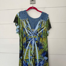 One World Women’s XL Blue Green Stretchy Maxi Dress