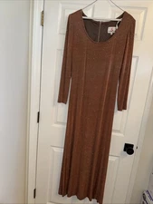 En Francais By Huey Waltzer Long Sleeve Rose/brown  Dress Size 14 Beautiful