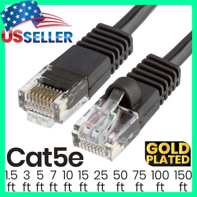 Black Cat5e Cable Ethernet Cat5 Patch Cord Internet LAN Network Wire LOT